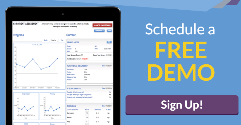 Schedule a Demo with M3 for the Behavioral Health Screening Tool - M3 Clinician